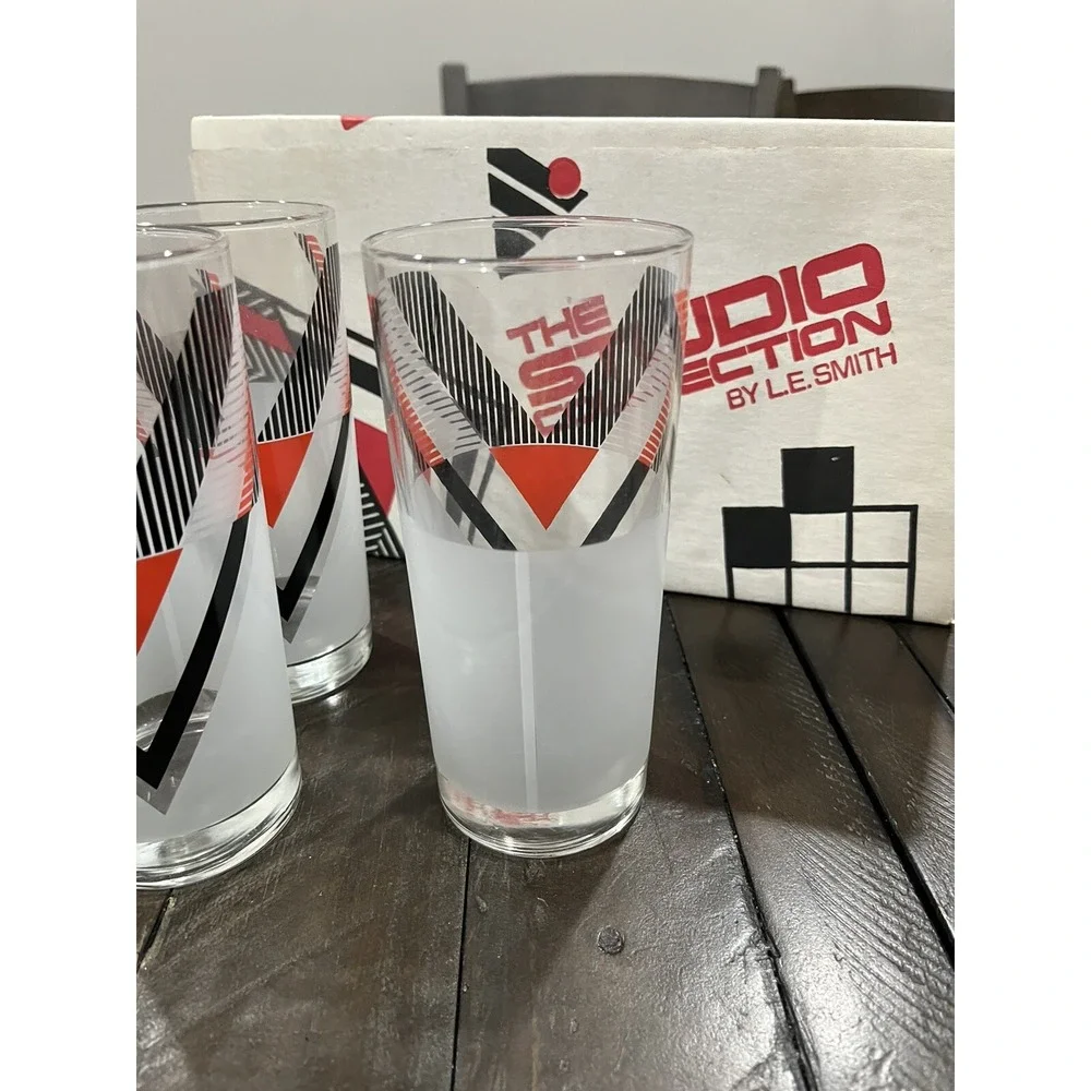 Vintage LE Smith 1980s The Studio Collection  Esprit Glasses Tumblers Retro RARE